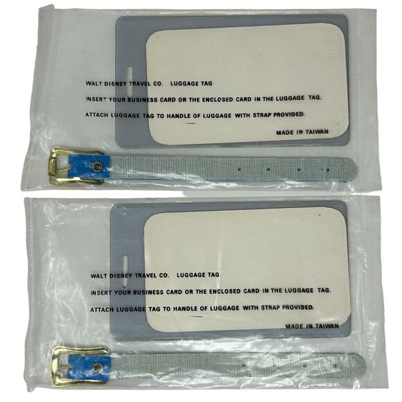 Vintage 70s 80s Walt Disney Travel Co Inc Luggage Tags Lot of 2 and 7 Stickers - Picture 3 of 6